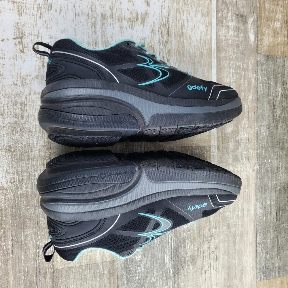 G-defy Gravity Defyer Womens Shoes Sz 8 Comfort Black Teal Mesh Walking Sneakers